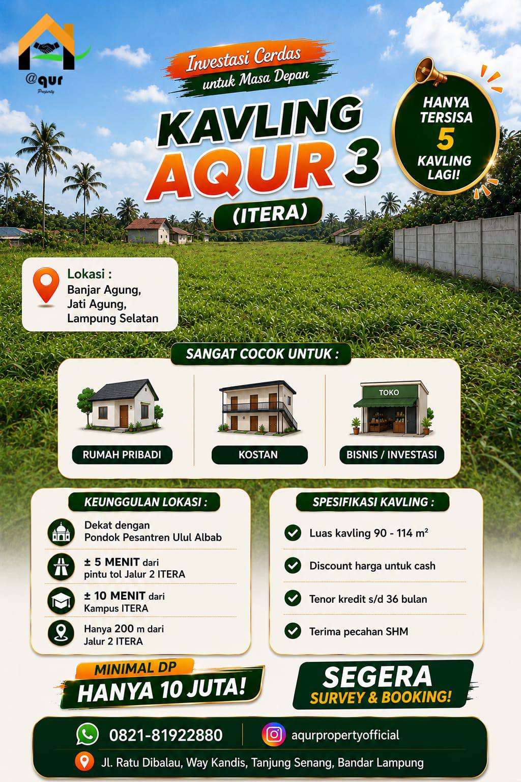 Flyer Promosi Kavling Aqur 3 Itera